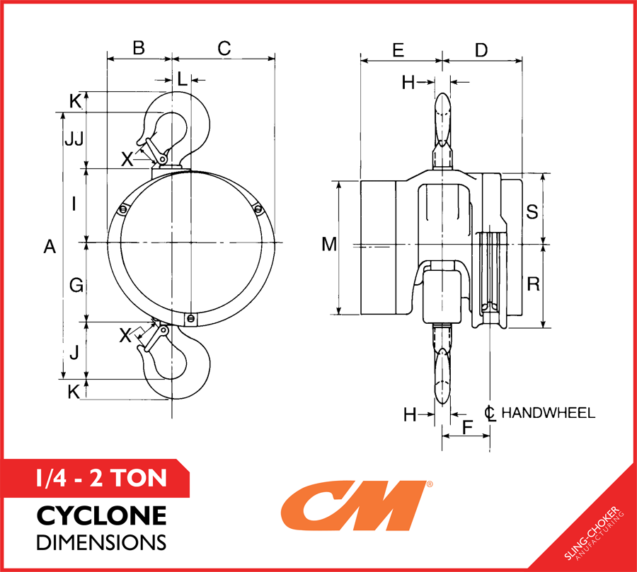 Cyclone Hoist Dimensions