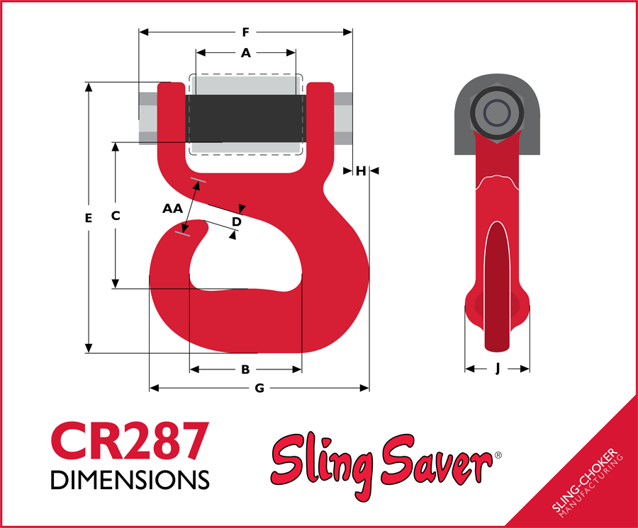 CR287 Sliding Choker Hook Dimensions